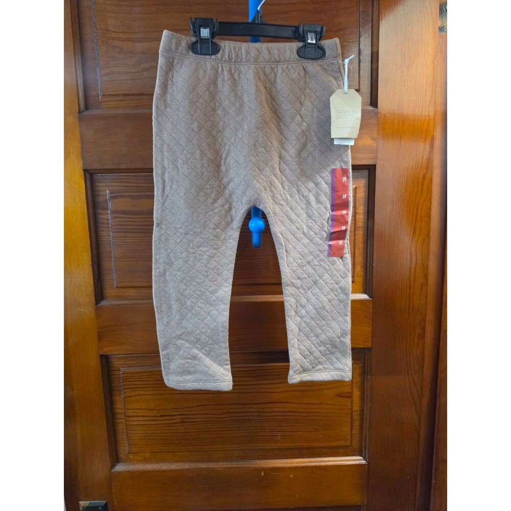 Grayson Collective Girls 3T Quilted Leggings Brown Taupe Pants NWT